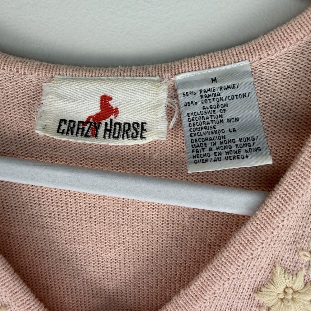 VNG Crazy Horse Women's Med‎ Pearl Bead And Embroidery Embellished Cottagecore - Picture 3 of 7
